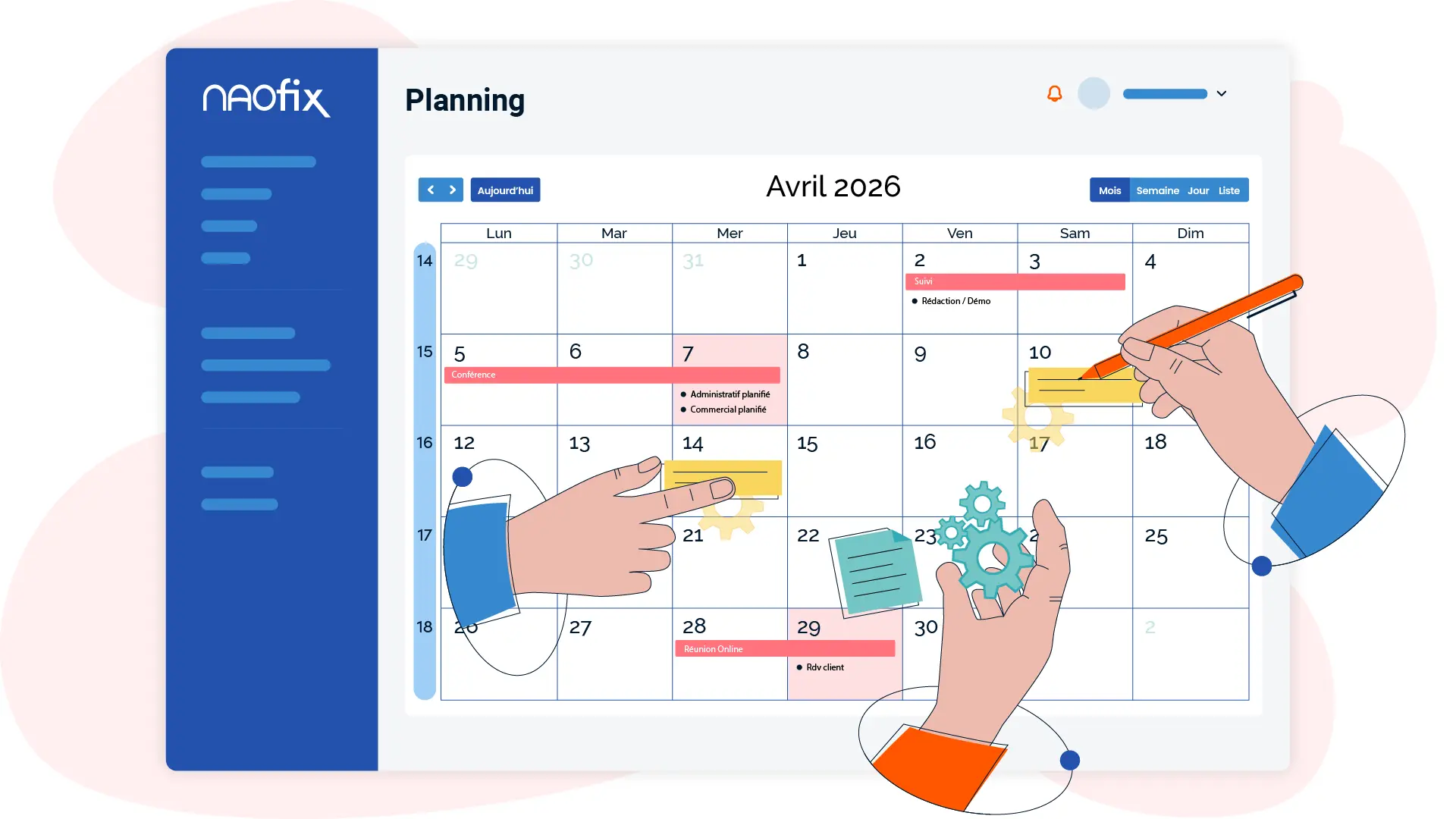 Planning des interventions et des techniciens dans le logiciel GMAO Naofix.
