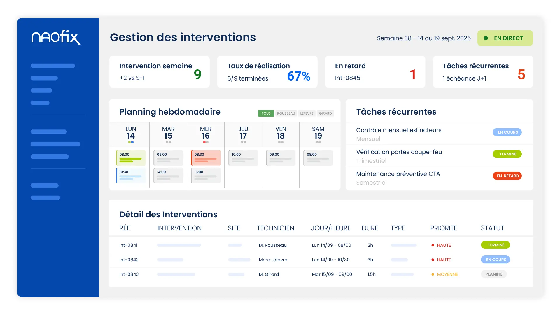 Planification des interventions de maintenance préventive dans Naofix.